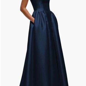 Sleeveless Satin Gown: Dessy Collection